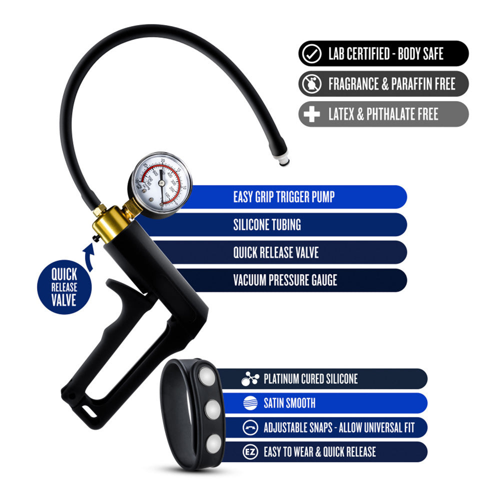 PERFORMANCE GAUGE PUMP TRIGGER WITH SILICONE TUBING AND SILICONE COCK STRAP BLACK