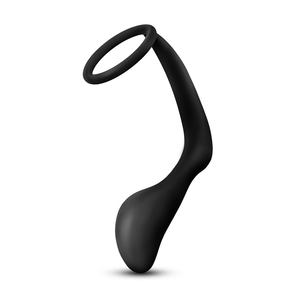 Anal Adventures Platinum Cock Ring Plug Black