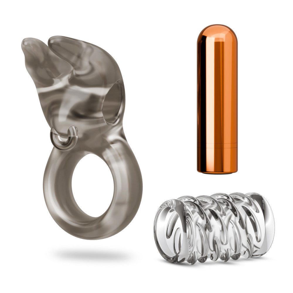 Stay Hard Vibrating Rabbit Cock Ring Set With Sleeve
