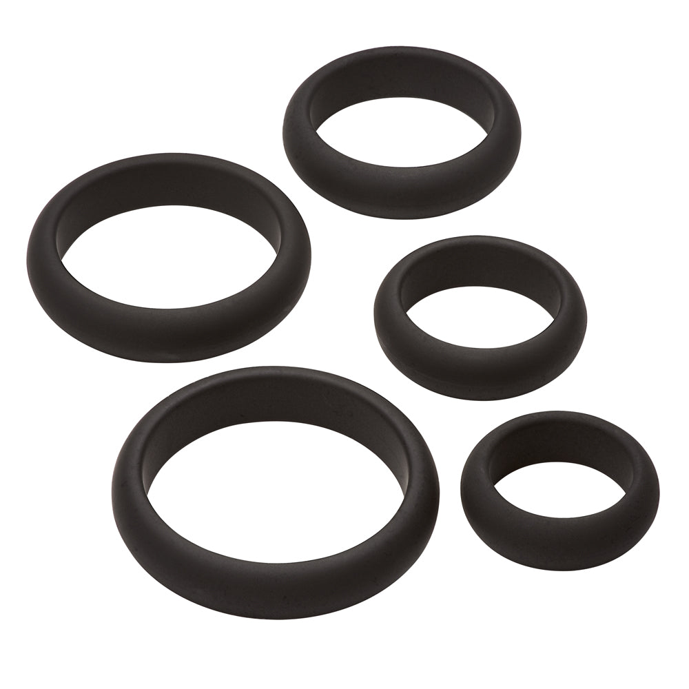 Cloud 9 Pro Sensual Comfort Cock Rings 5 Pack W/ Flat Back Design