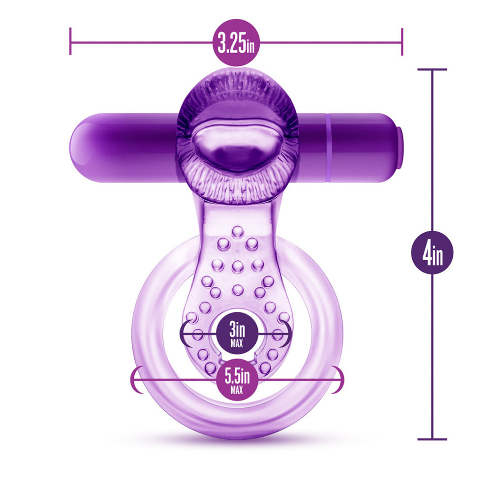 Play With Me Lick It Vibrating Double Strap Cockring Purple