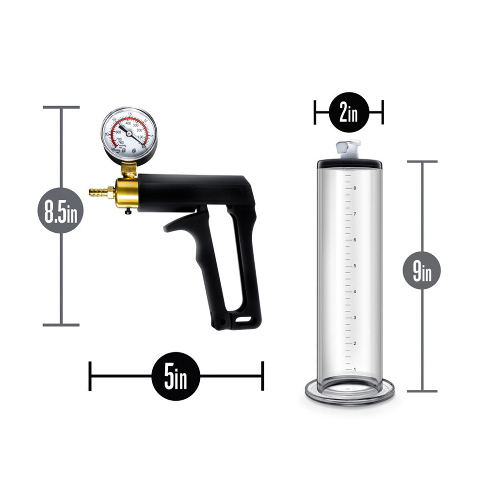 Performance Vx7 Vacuum Penis Pump With Brass Trigger & Pressure Gauge Clear