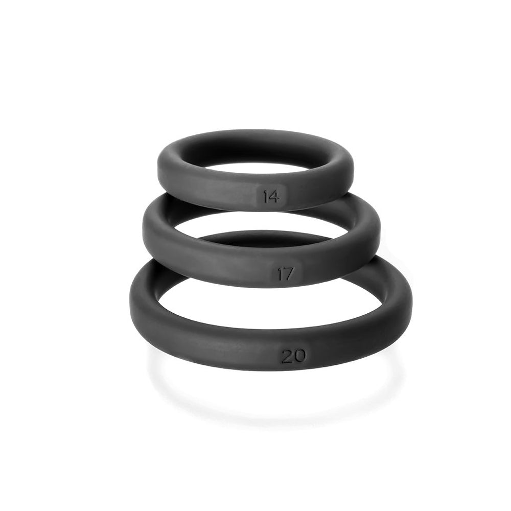 Xact-Fit Silicone Rings #14, #17, #20 Mixed Black