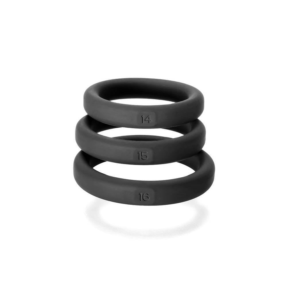 Xact-Fit Silicone Rings #14, #15, #16 Medium Black