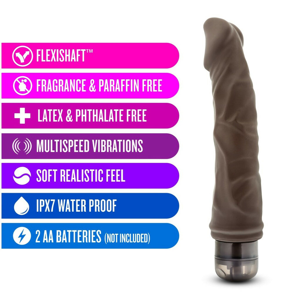 Dr. Skin Cock Vibe #6 - 8.75" Vibrating Cock Chocolate