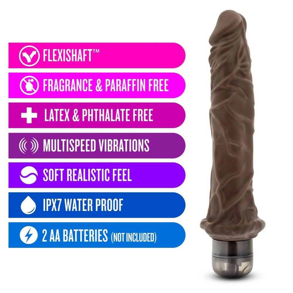 Dr. Skin Cock Vibe #8 - 9.75" Vibrating Cock Chocolate