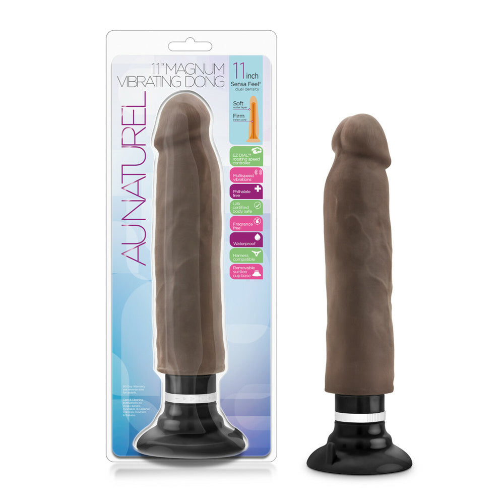 Au Naturel 11" Sensa Feel Magnum Vibrating Dong Chocolate