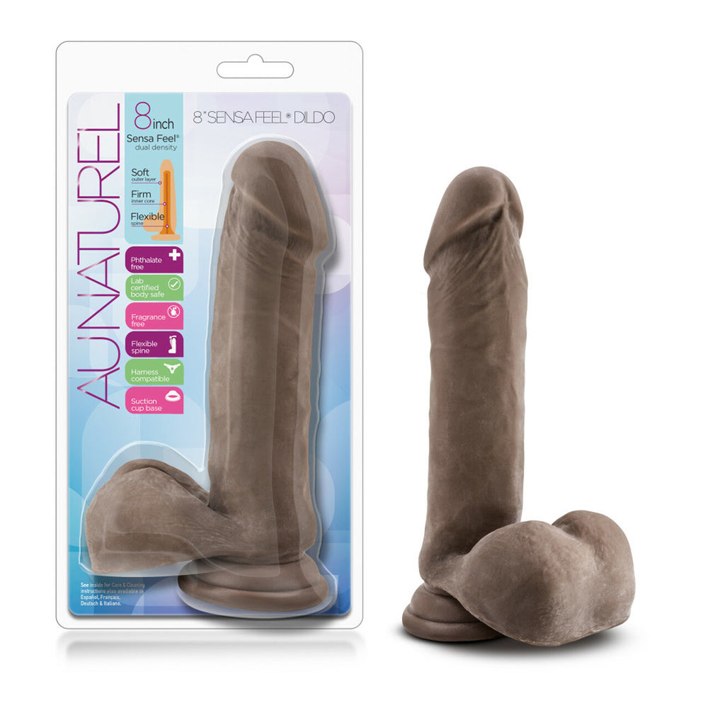 Au Naturel 8" Sensa Feel Dildo Chocolate