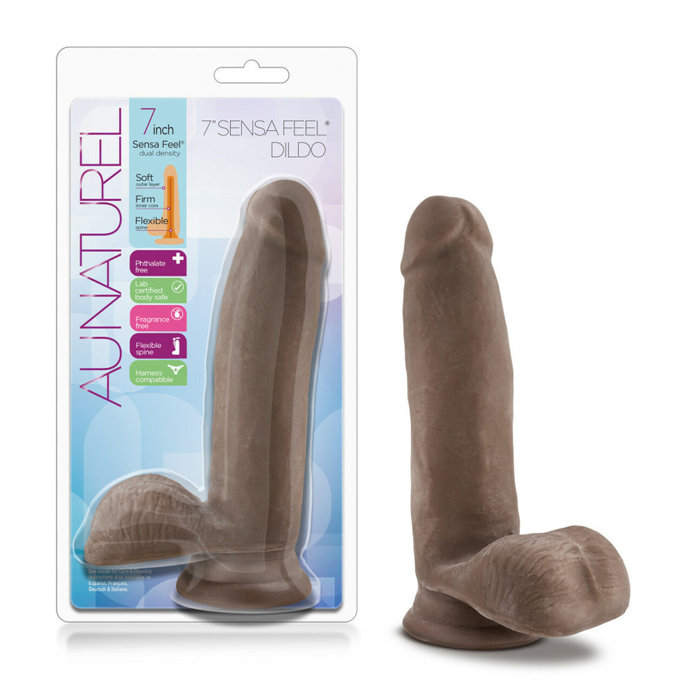 Au Naturel 7" Sensa Feel Dildo Chocolate