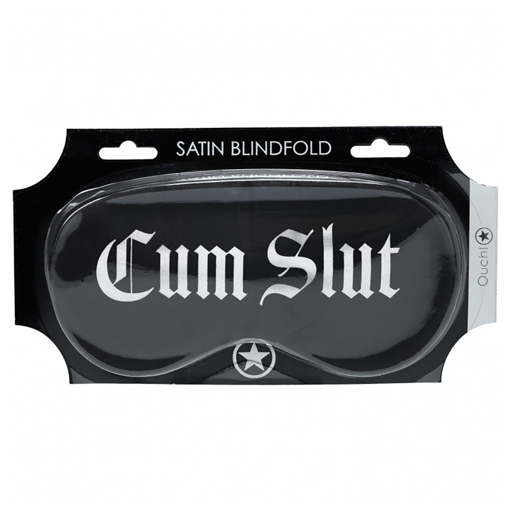 Ouch! Cum Slut Printed Mask Satin Black