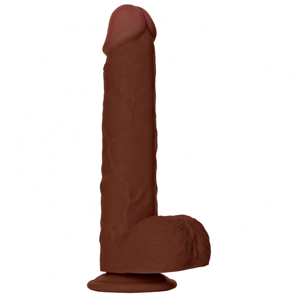 Realrock Realistic Skin Straight Dildo With Balls And Suction Cup 8" Brown