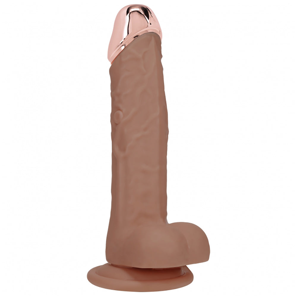 Realrock Rechargeable Metalhead Vibrating Regular Straight With Balls 7" Tan