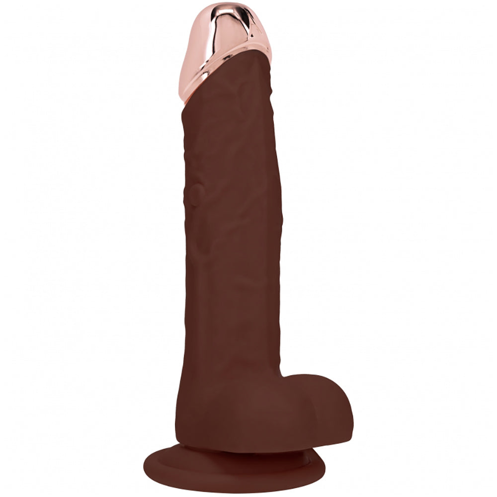 Realrock Rechargeable Metalhead Vibrating Regular Straight With Balls 8" Brown