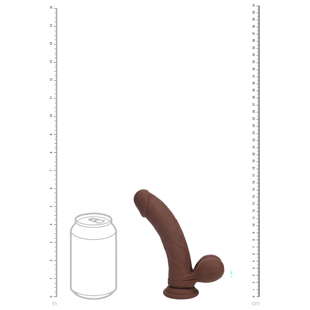 Realrock Rechargeable Dual Layered Vibrating Curved Weighted Balls 6" Brown