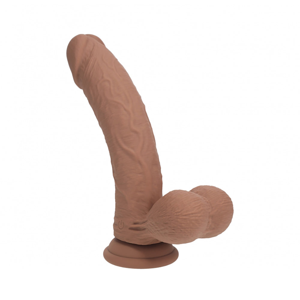 Realrock Rechargeable Dual Layered Vibrating Curved Weighted Balls 6" Tan