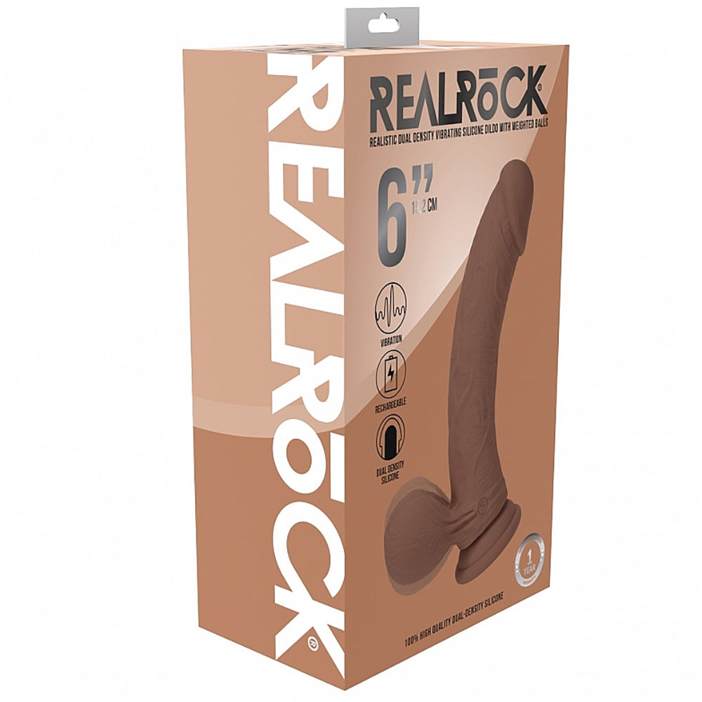 Realrock Rechargeable Dual Layered Vibrating Curved Weighted Balls 6" Tan
