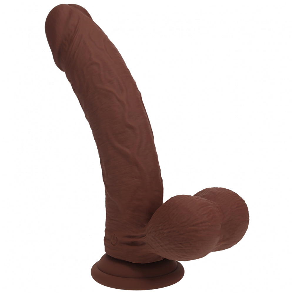 Realrock Rechargeable Dual Layered Vibrating Curved Weighted Balls 8" Brown
