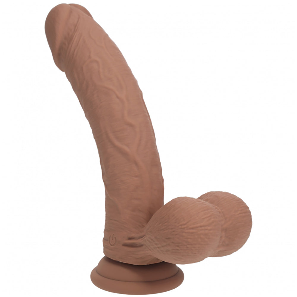 Realrock Rechargeable Dual Layered Vibrating Curved Weighted Balls 8" Tan