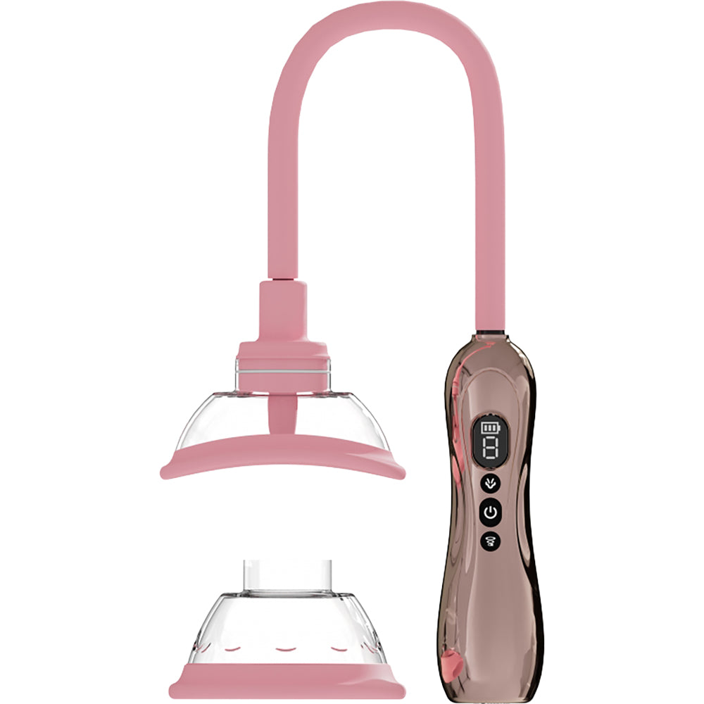 Pumped Vulva And Breast Pump With Rotating & Vibrating Tongue Rose Gold