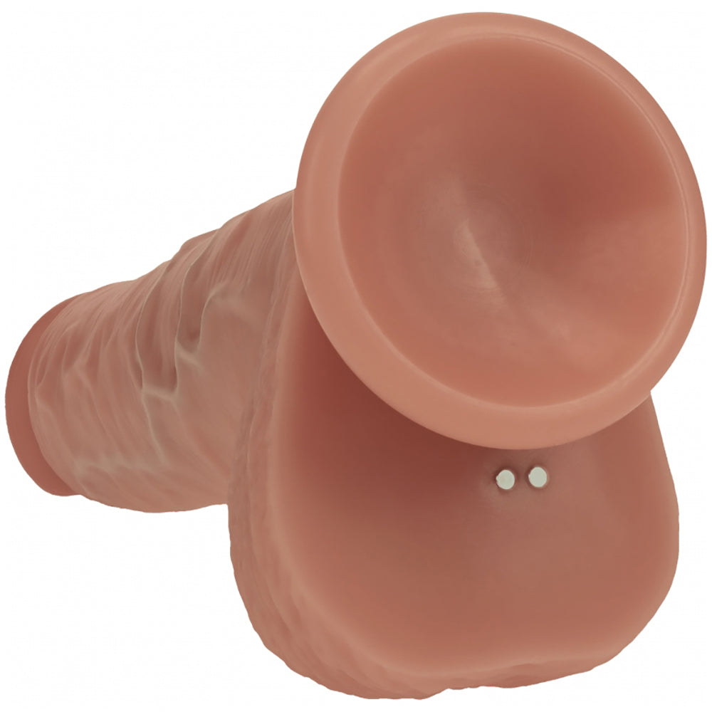 Realrock Dual Layered Realistic Vibrating Thrusting Dildo With Balls 7" Tan