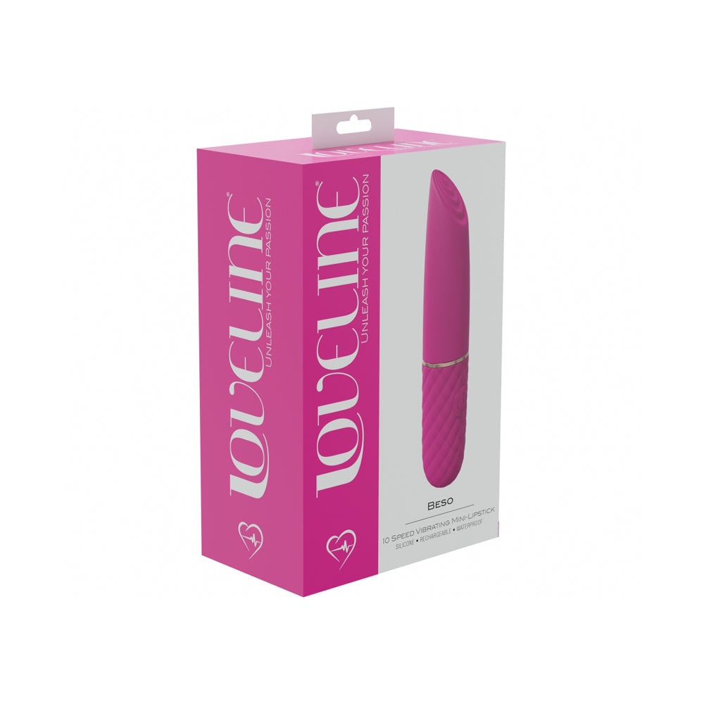 Beso 10 Speed Vibrating Mini-Lipstick Silicone Rechargeable Waterproof Pink