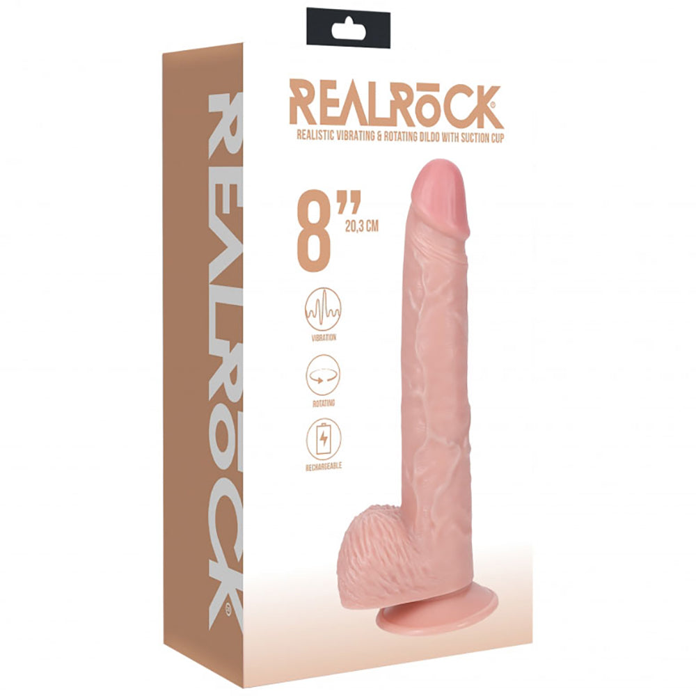 Realrock 8" Vibrating And Rotating Cock With Balls Regular Straight