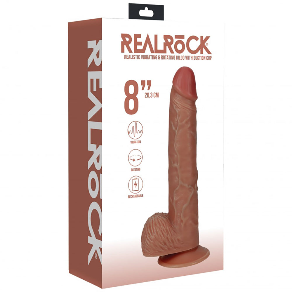 Realrock 8" Vibrating And Rotating Cock With Balls Regular Straight