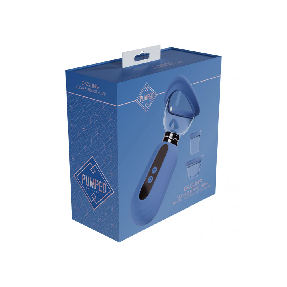 Pumped Dazzling Automatic 5-Speed Silicone Rechargeable Vulva, Clitoral, Nipple & Breast Pump Blue