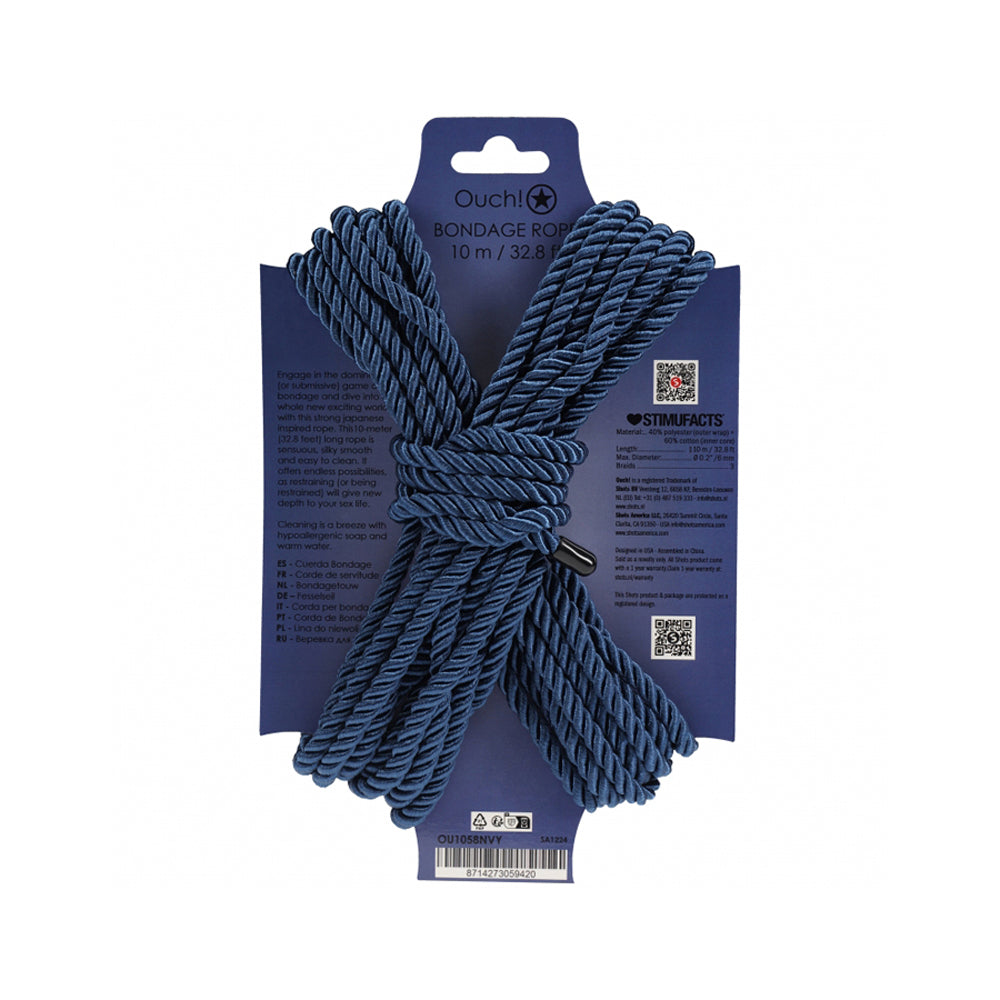 Ouch! Bondage Rope 10 Meter Nylon Navy Blue