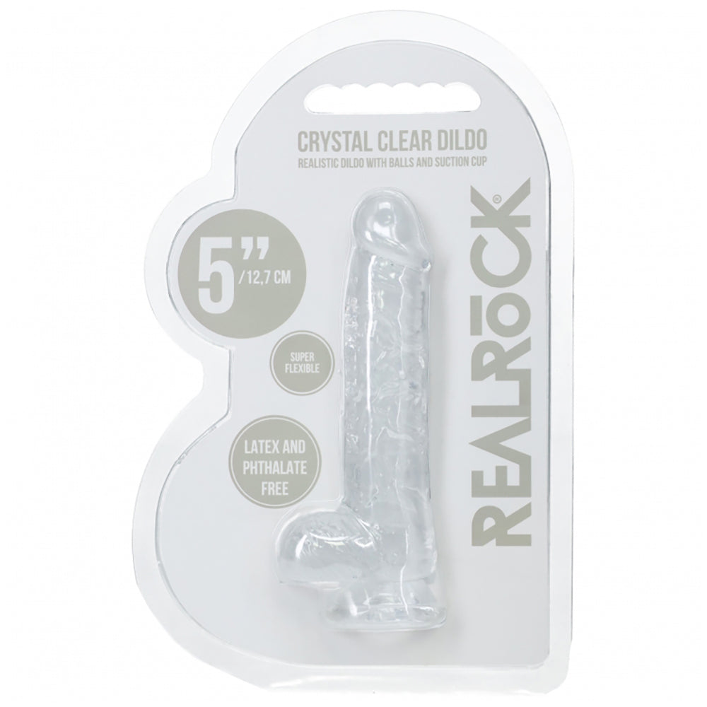 Realrock Realistic Dildo With Balls 5" Transparent
