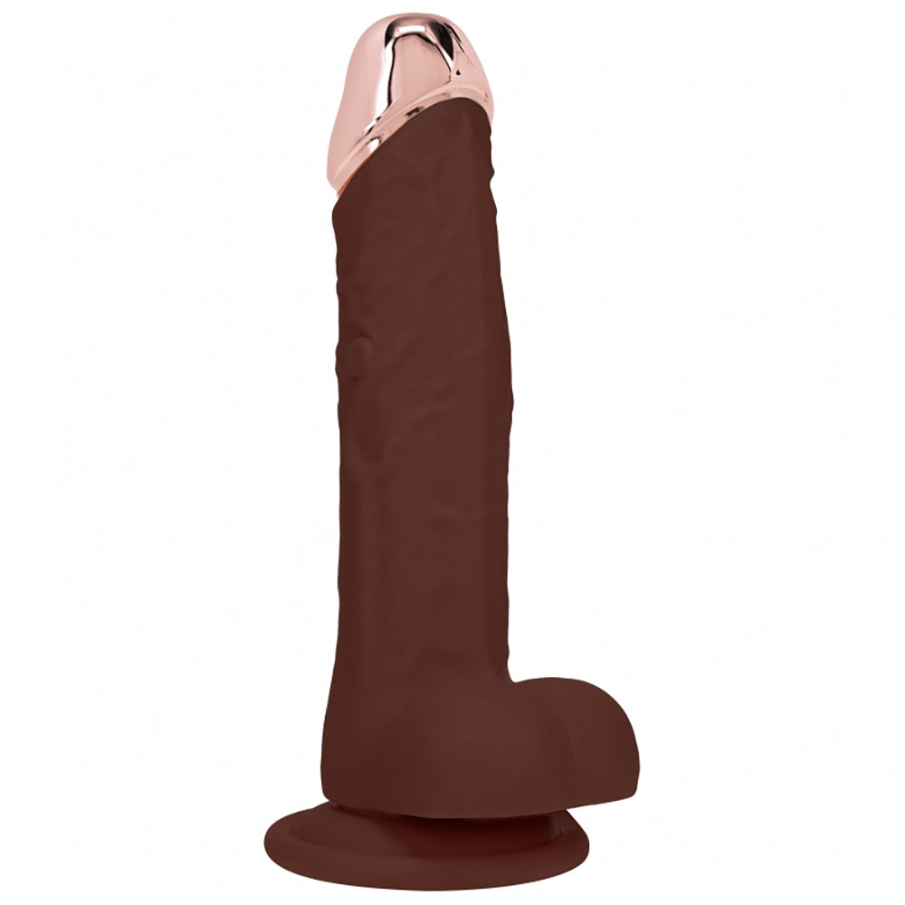Realrock Rechargeable Metalhead Vibrating Regular Straight With Balls 6" Brown