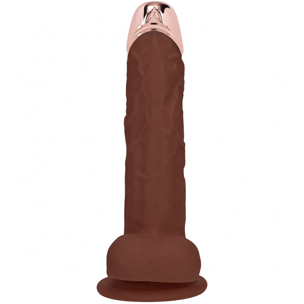 Realrock Rechargeable Metalhead Vibrating Regular Straight With Balls 6" Brown