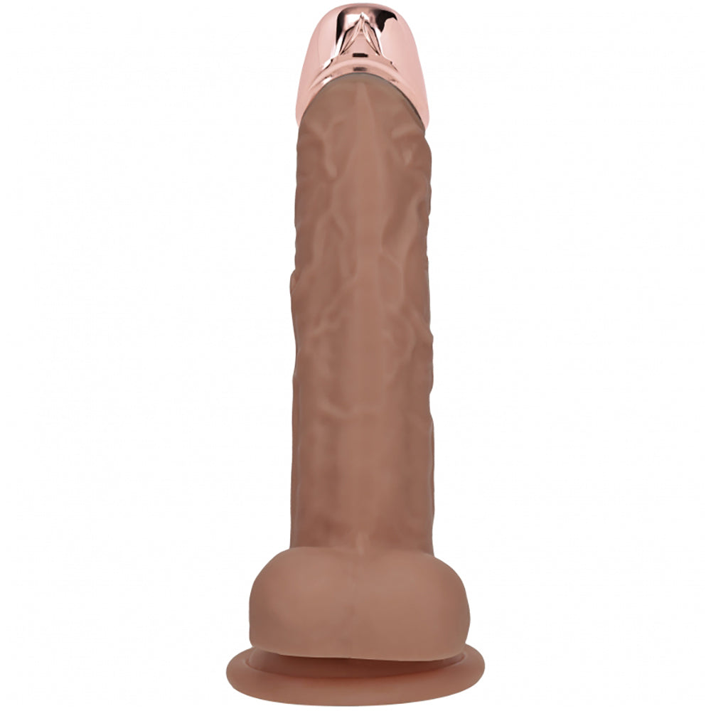 Realrock Rechargeable Metalhead Vibrating Regular Straight With Balls 6" Tan