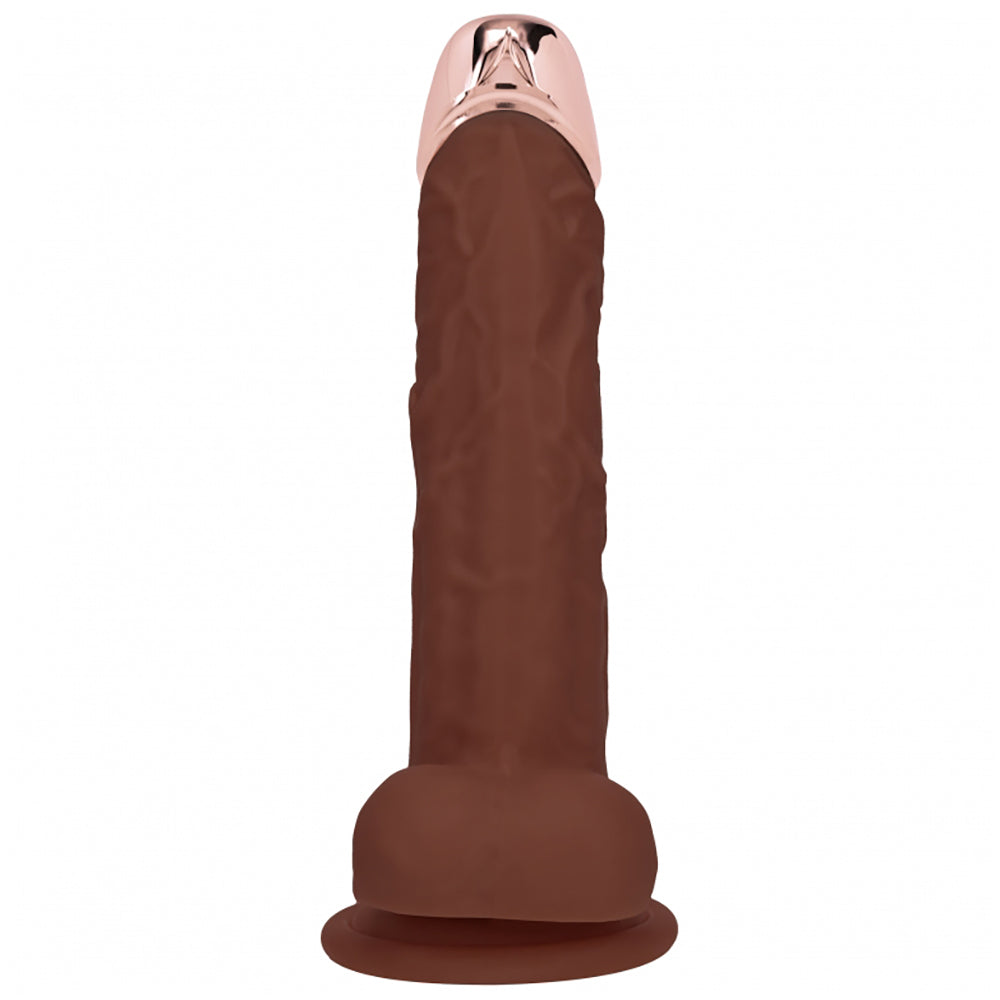 Realrock Rechargeable Metalhead Vibrating Regular Straight With Balls 7" Brown