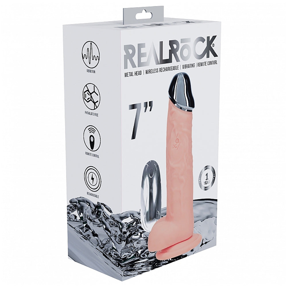 Realrock Metalhead Vibrating Regular Straight Dildo With Balls Flesh