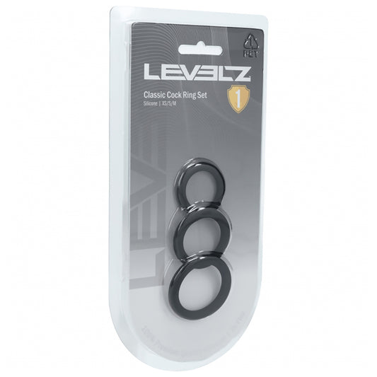 Levelz Classic Silicone Cock Ring Set XS/S/M