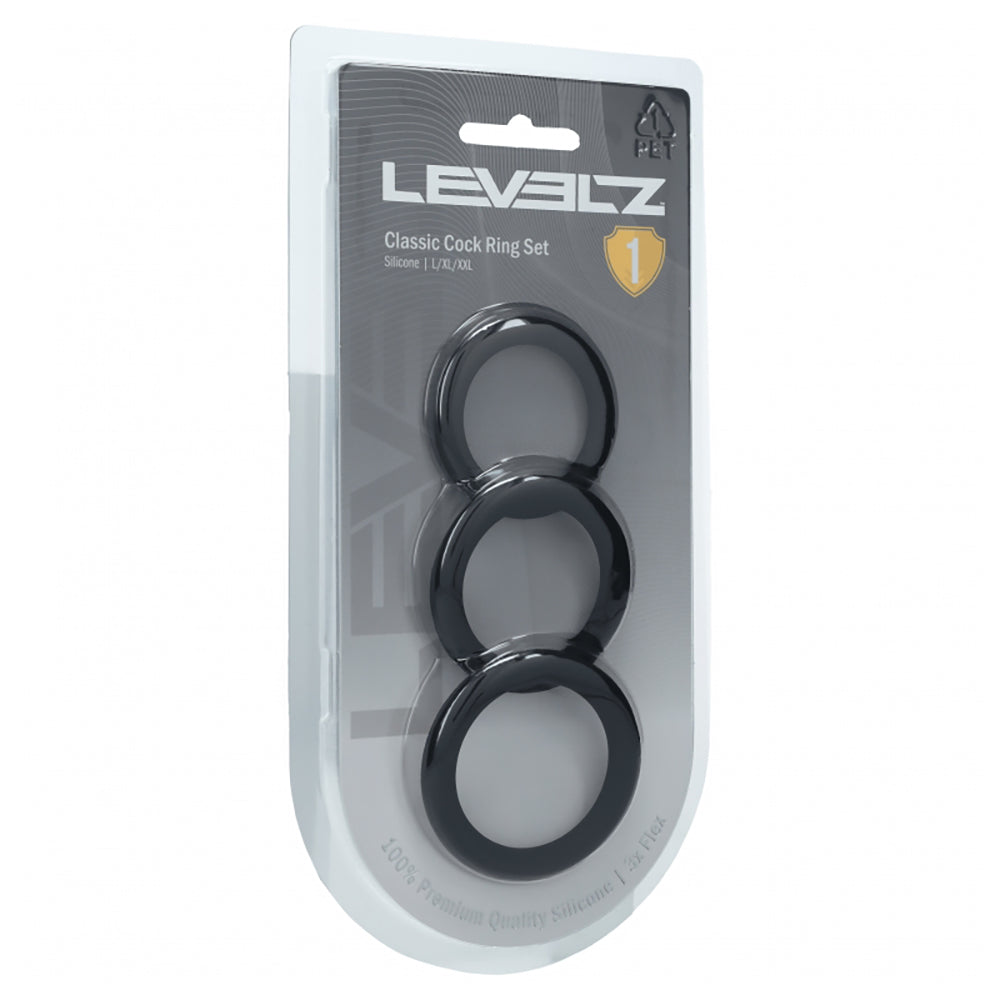 Levelz Classic Silicone Cock Ring Set L/XL/XXL