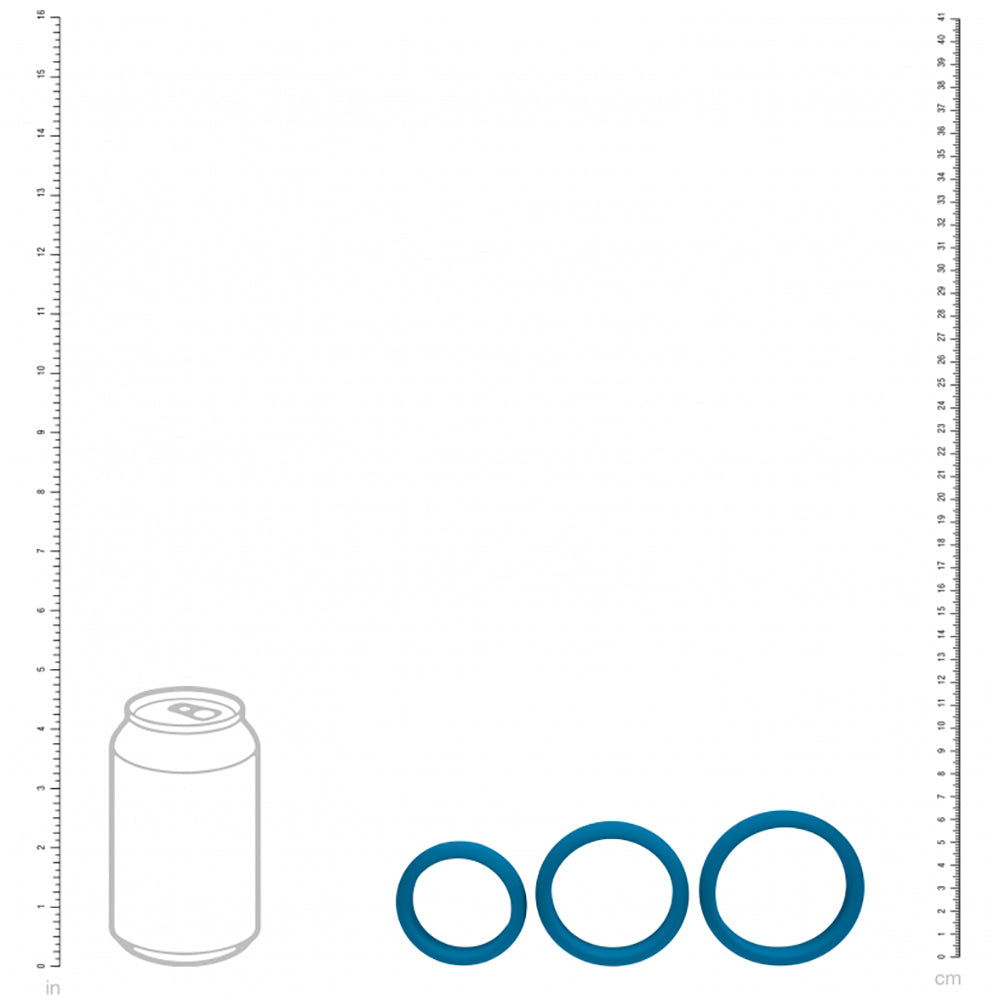 LEVELZ - Wide O Silicone Cock Ring Set of 3 (42mm, 50mm, 55mm) - Teal
