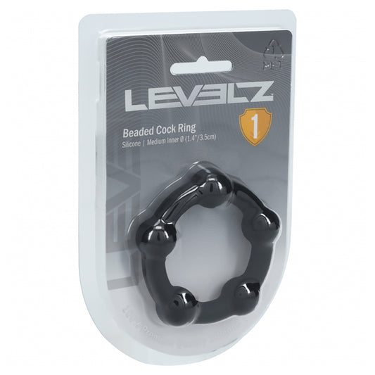 Levelz Beaded Silicone Cock Ring M 35mm Black