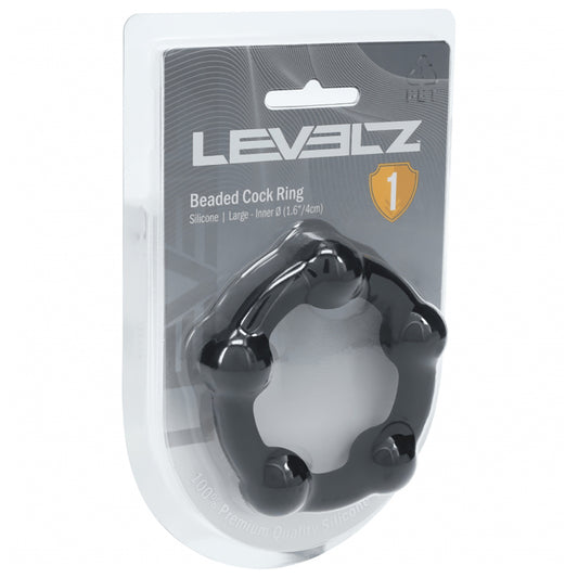 Levelz Beaded Silicone Cock Ring L 45mm Black