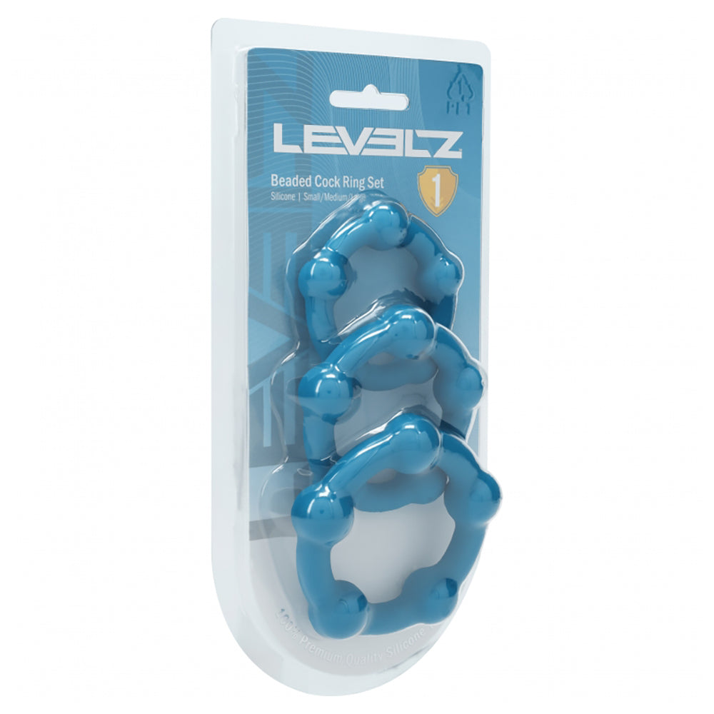 Levelz Beaded Silicone Cock Ring Set 35mm/40mm/45mm Teal