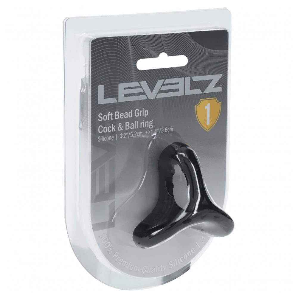 Levelz Soft Bead Grip Silicone Cock & Ball Ring Black