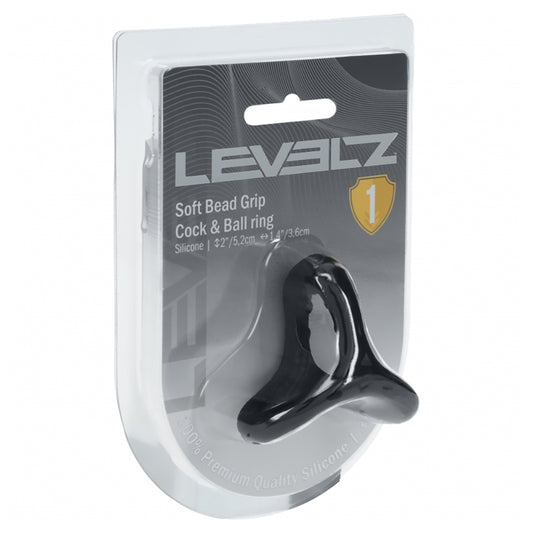 Levelz Soft Bead Grip Silicone Cock & Ball Ring Black