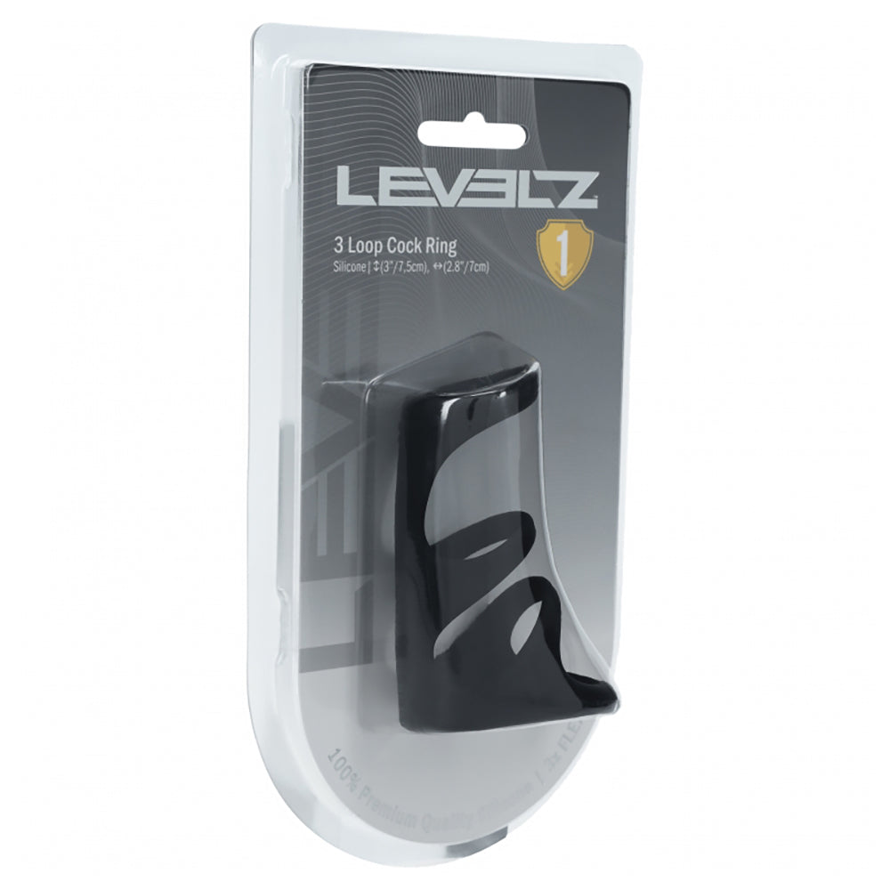 Levelz 3 Loop Silicone Cock Ring Black