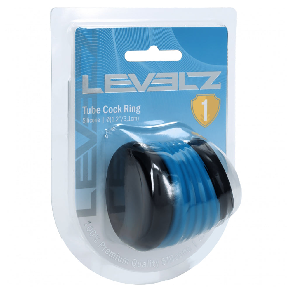 Levelz Tube Silicone Cock Ring Black/Teal