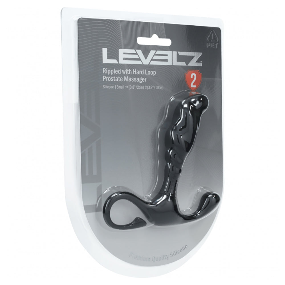 Levelz Rippled With Hard Loop Silicone Prostate Massager S Black
