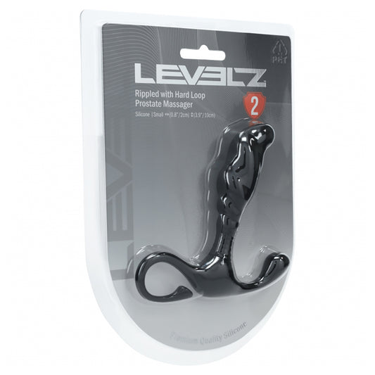 Levelz Rippled With Hard Loop Silicone Prostate Massager S Black