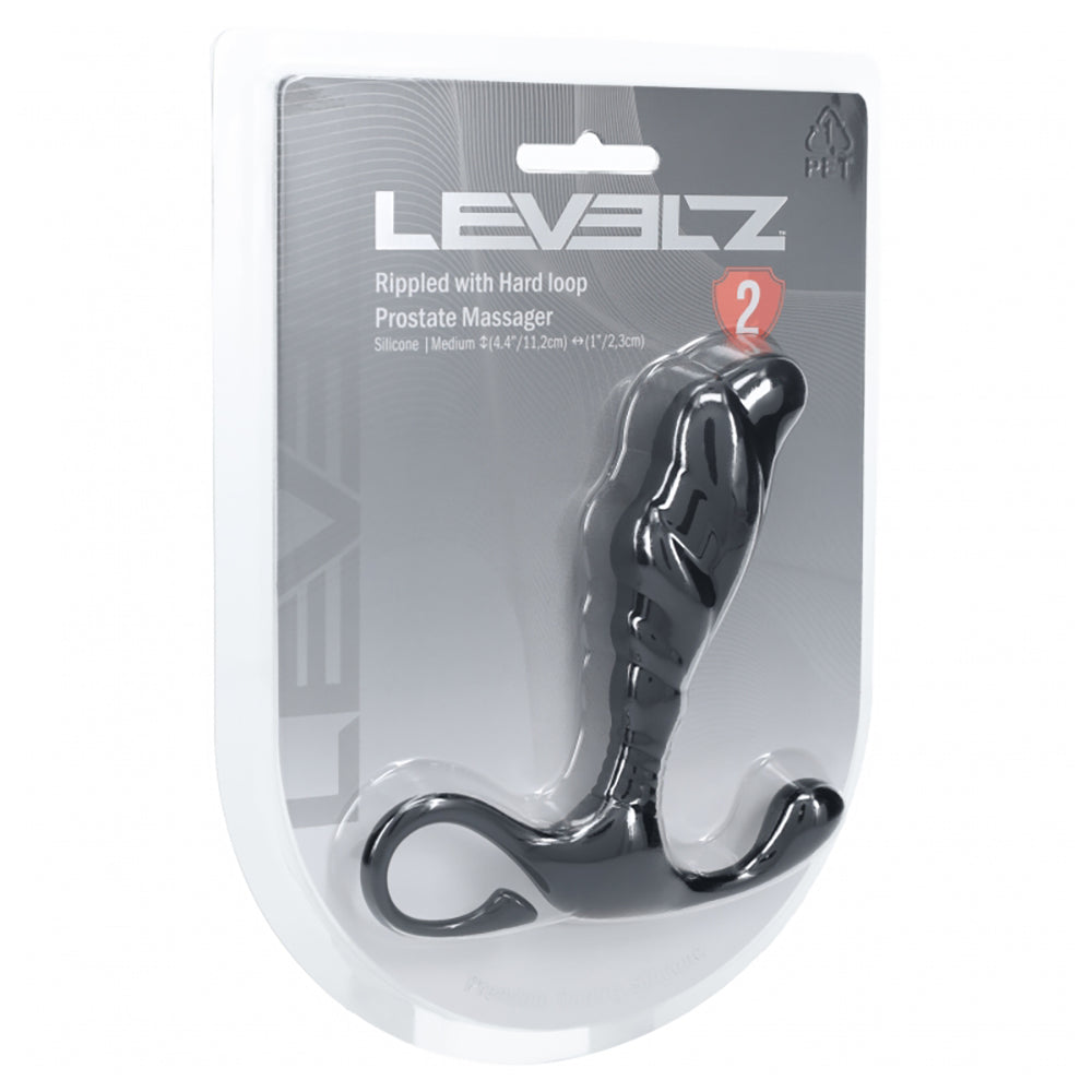 Levelz Rippled With Hard Loop Silicone Prostate Massager M Black