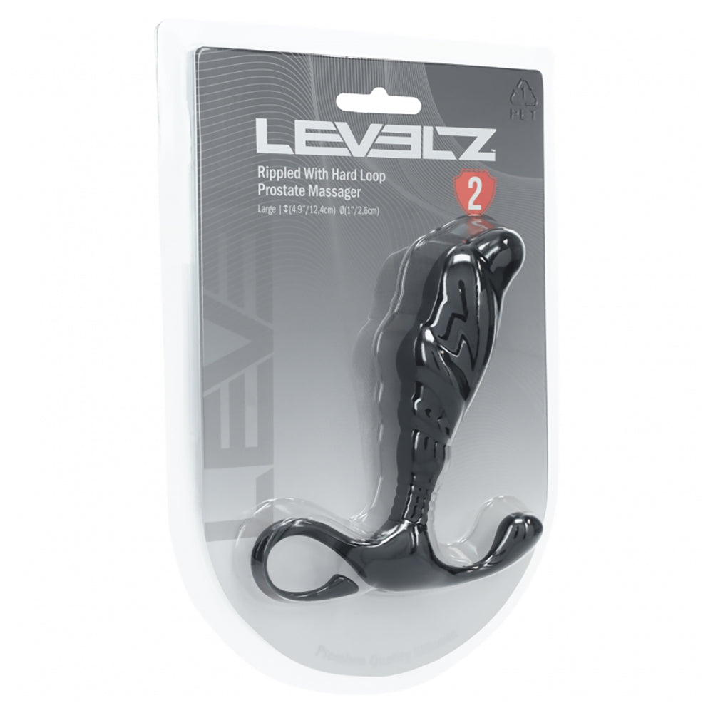Levelz Rippled With Hard Loop Silicone Prostate Massager L Black