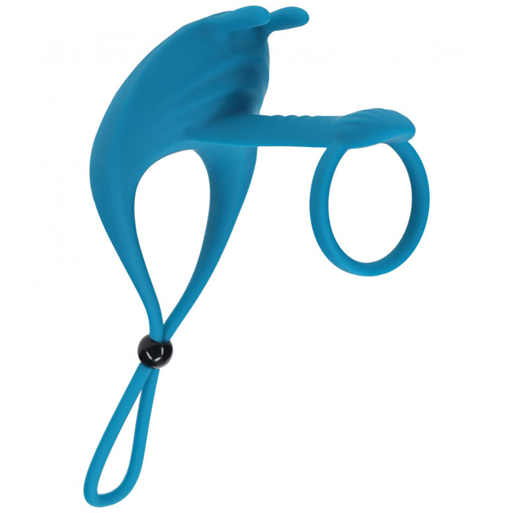 Levelz Adjustable Bunny Vibrating Silicone Lasso Cock Ring & Shaft Loop Teal